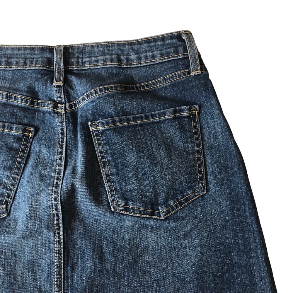 Just Black Denim Stretch Button Fly Raw Hem Mini Skirt - Picture 7 of 13